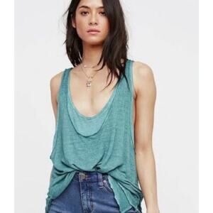 NWT We The Free Boho Indie Layered Tank Top Teal M | Racerback